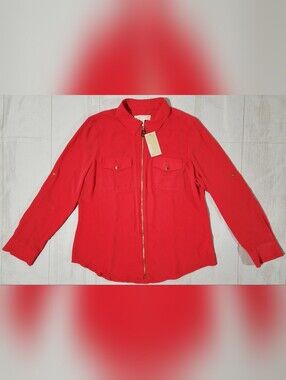 MICHAEL Michael Kors Womens XL Sangria Full Zip Blouse